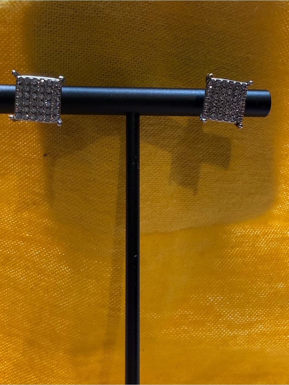 Pavé Square Stud Earrings in Silver